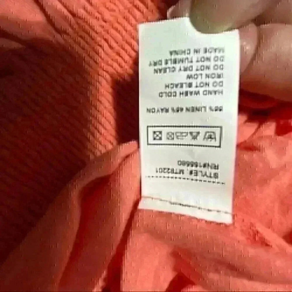 Free People Movement Linen Blend Blouse M Pink Off the Shoulder Tassels NWT - Picture 8 of 9